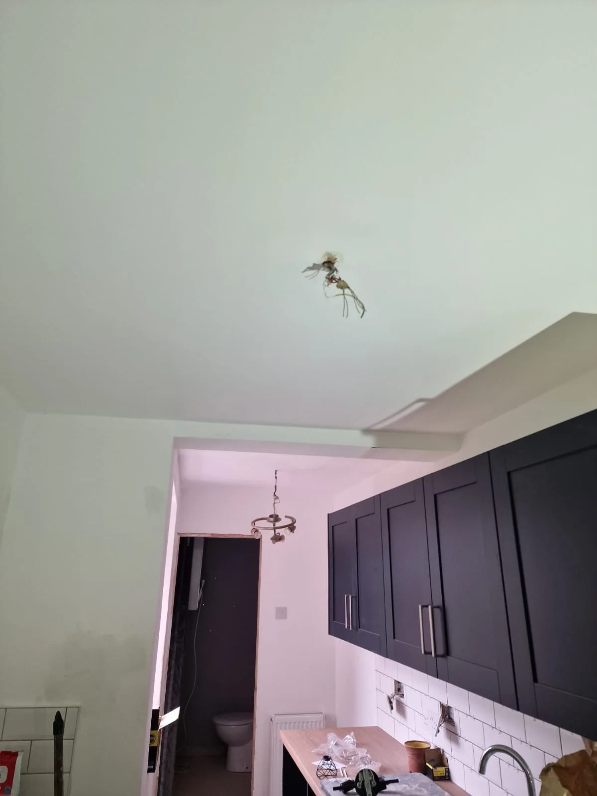 Lighting before: old pendant light fitting